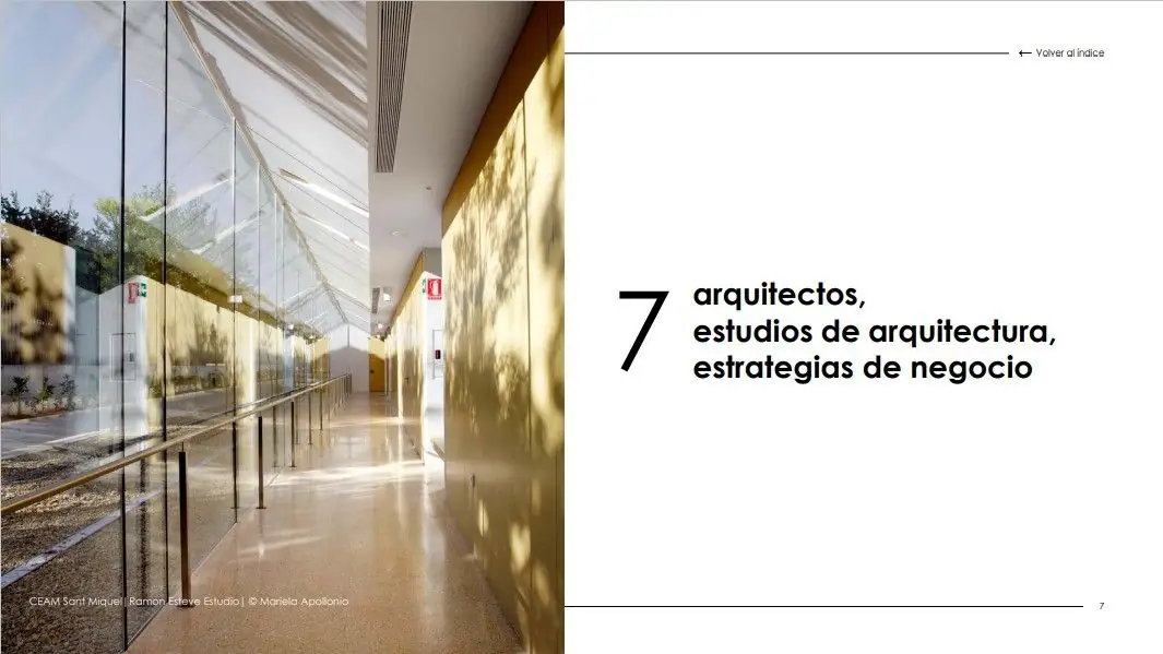 Página del documento completo con el título «7 arquitectos, estudios de arquitectura, estrategias de negocio»