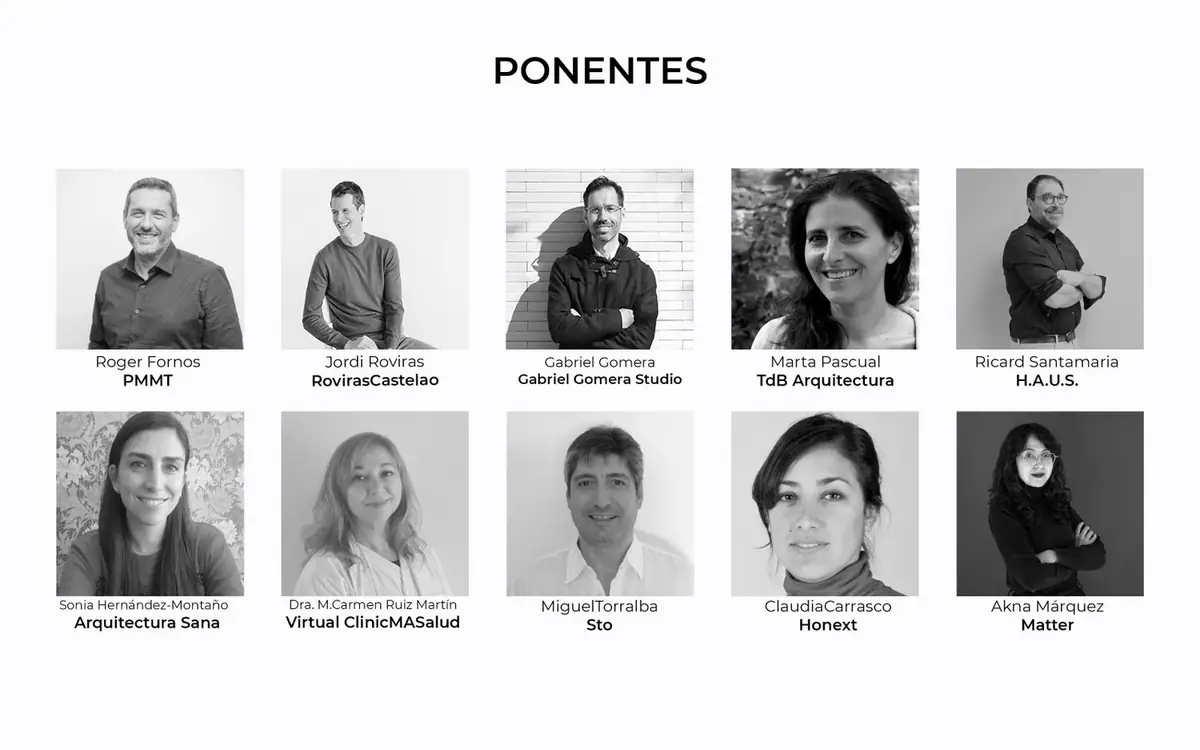 Retratos en blanco y negro de los diez ponentes, con su nombre y la entidad a la que representan