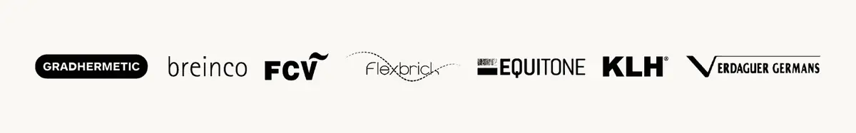Logotipos de Gradhermetic, Breinco, FCV, Flexbrick, Equitone, KLH y Verdaguer Germans